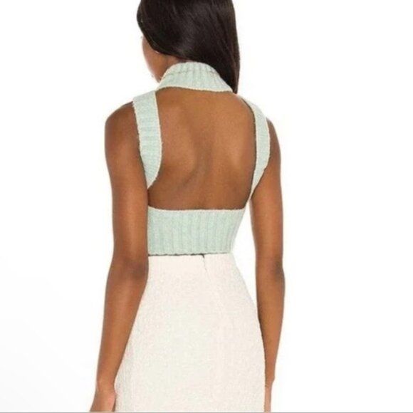 For Love & Lemons Mint Dominique Cropped Backless Sweater Tank Size XL - Picture 3 of 15